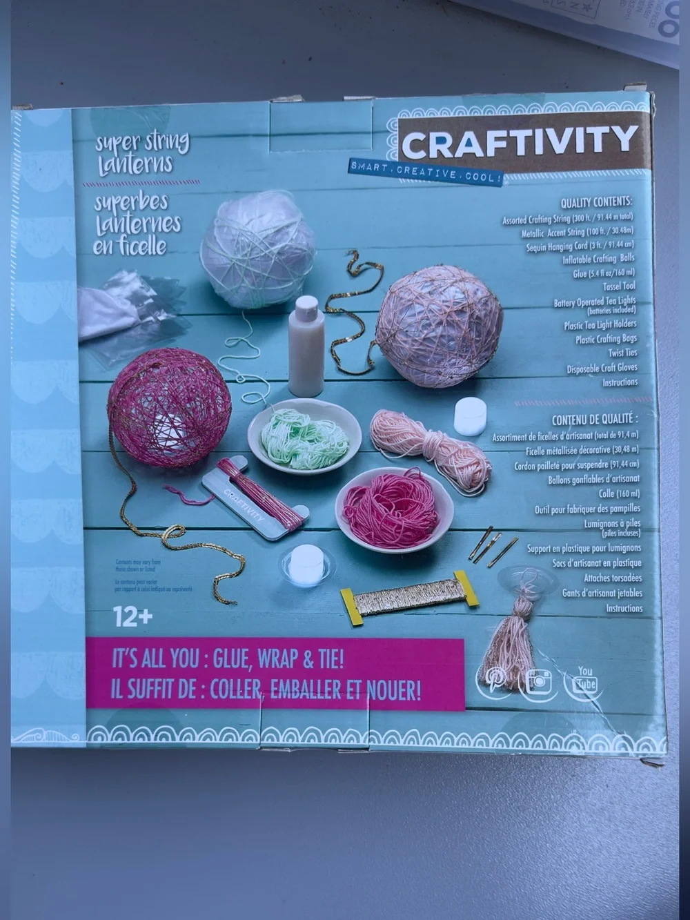 Super String Lanterns - Pink and Cream Hanging Lantern Kit